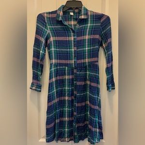 Old Navy Blue Green Colorful Plaid Button Down Dress